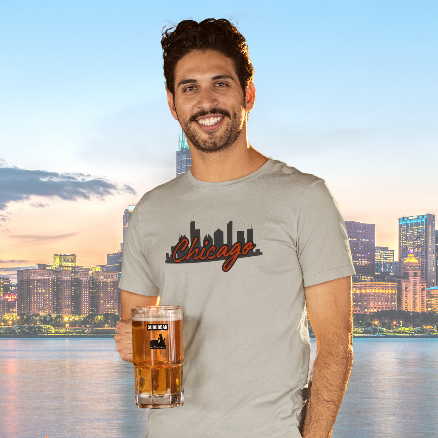 Chicago Skyline Football Tee